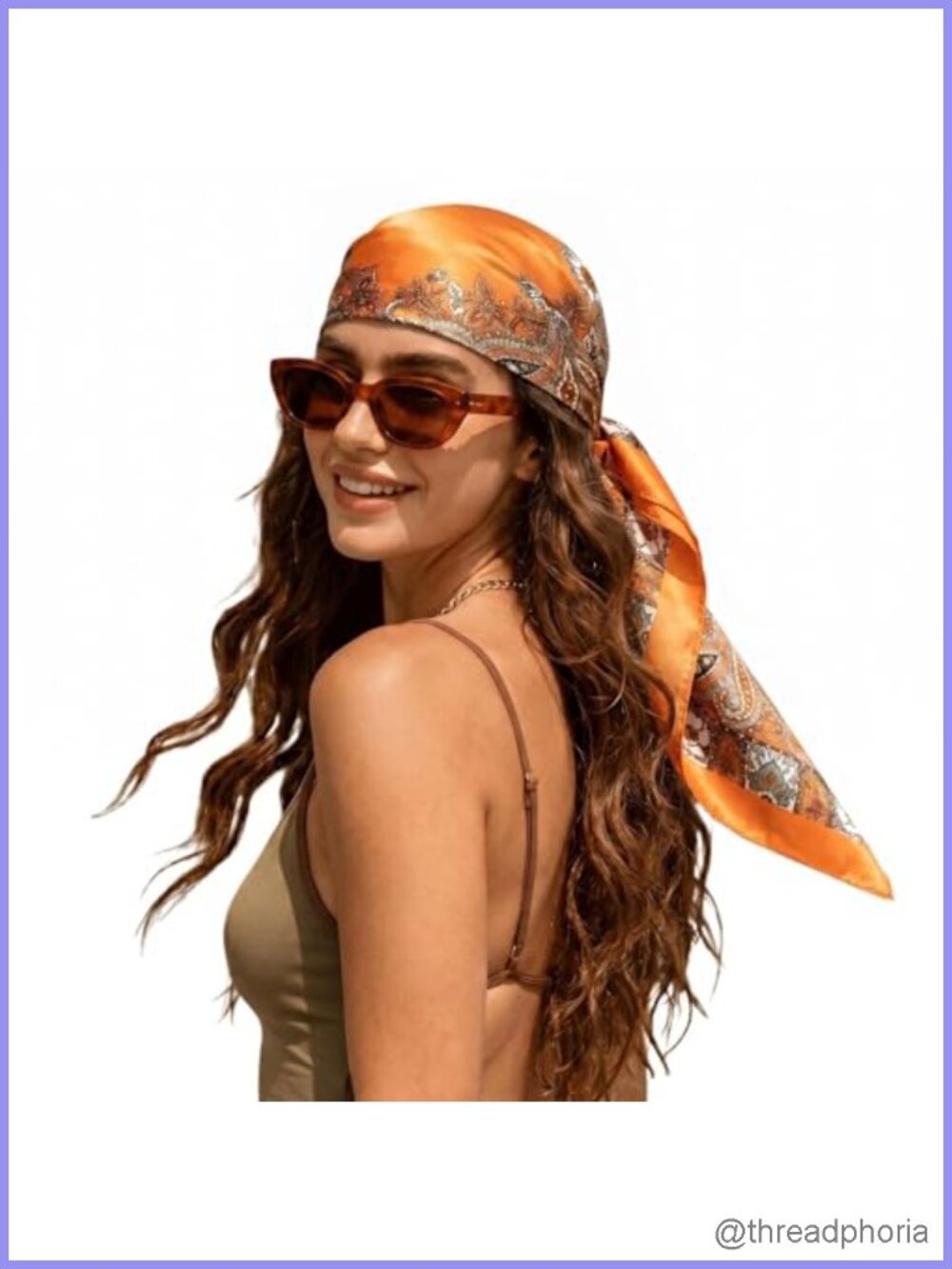 Large 35" Square Satin Head Scarf for Women, Head Wrap Bandana, Polyester
